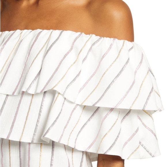 CHARLES HENRY Metallic Stripe Ivory Popover NWT - Picture 4 of 8